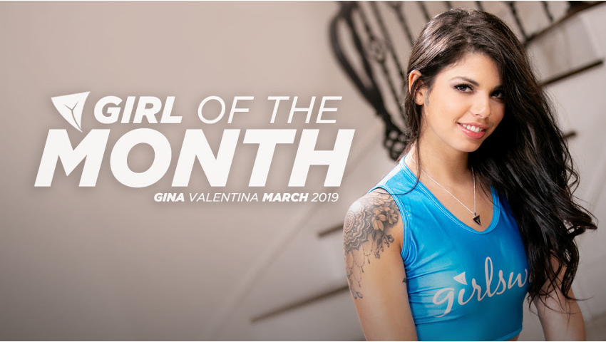 Gina Valentina wird March Girlsway's Mädchen des Monats genannt.